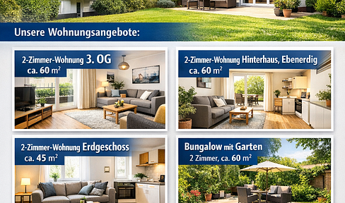 Wohnen wie im EFH 2-Zimmer Bungalow mit großem Privatgarten