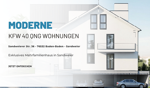 Sustainable, newly built 2-room apartment in Sandweier, with KFW 40 energy efficiency standard.