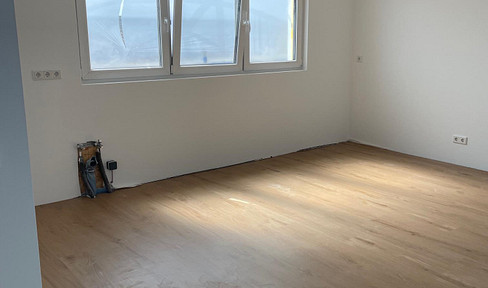 Renovated 3-room attic apartment with parking space and a modern fitted kitchen.