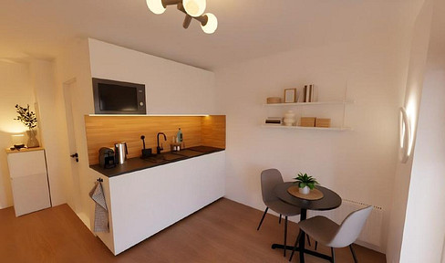 Helle, neu möblierte 1-Zi Wohnung S-Bahn fussläufig, 14min zum Ostbahnhof incl. Küche, Bad, Internet