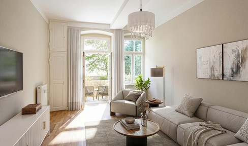 Elegant apartment in a historic building, located in the Waldstraße district - First occupancy after renovation - No commission fees.