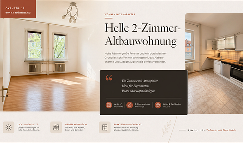 Sonnige 2-Zimmer-Eigentumswohnung im Altbau, 3. OG, ca. 66 m2, Keller & Dachboden