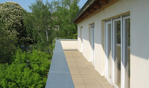3-room penthouse apartment in a prime location, sunny and quiet, with a 30 square meter wrap-around rooftop terrace, and 2 parking spaces.