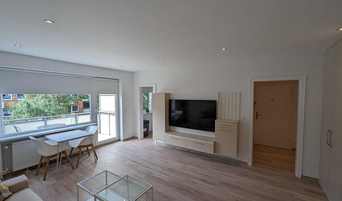 Furnished one-bedroom apartment in Wandsbek with a balcony, garden, and high-quality fittings (all-inclusive).