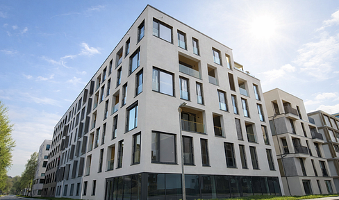 First occupancy: 2-room apartment on the 3rd floor with fitted kitchen, balcony, and water view | Neckarbogen, Heilbronn.