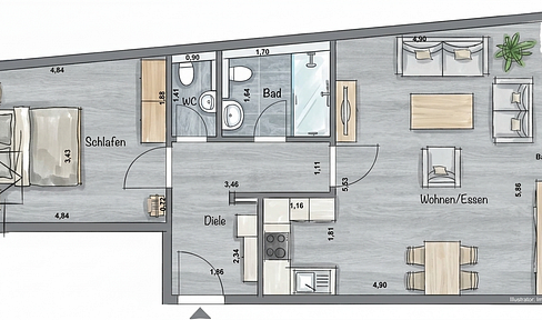 Modern city apartment with an extra-large shower, underground parking, and elevator.