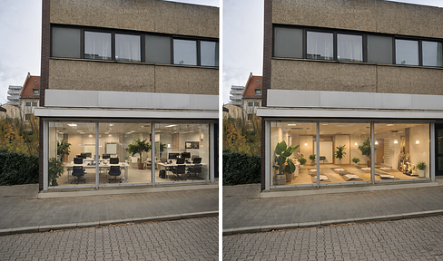 Prime location + high visibility – commercial space with an impressive storefront on Mögeldorfer Plärrer!