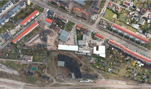 Residential and commercial area in the Halle-Leipzig region – combining existing properties with development potential.