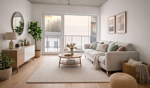 New construction, completion in 2026 | 2-room apartment | Balcony (bedroom + living room) | Equipped kitchen | Energy efficiency class A+ | Parquet flooring | Elevator.