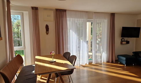 Quiet garden apartment, including a large hobby room.