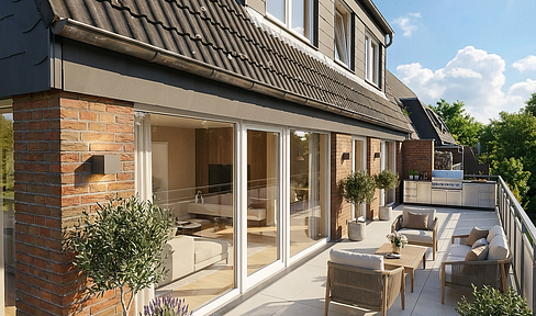 🌿 Mediterran + Penthouse-Charakter, warme Farbtöne mit 40m² Sonnen-Oase. Erstbezug+Provisionsfrei