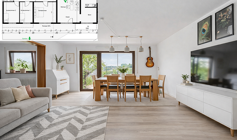 Helle 4,5 Zi- Wohnung in idyllischer Aussichtslage mit Südterrasse, Garten, Garage *PROVISIONSFREI*