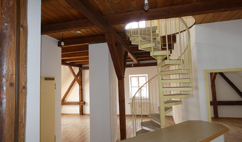 Spacious maisonette apartment with a balcony and views of the Danube, located in a prime location.