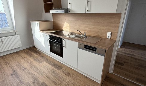 First occupancy after renovation - 3 rooms, fitted kitchen, older building.