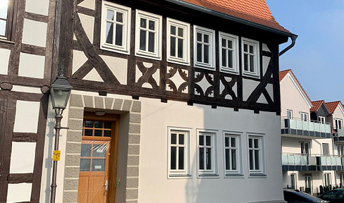 Charming, meticulously renovated half-timbered house in the old town of Grünberg, a historic landmark, available on Airbnb.