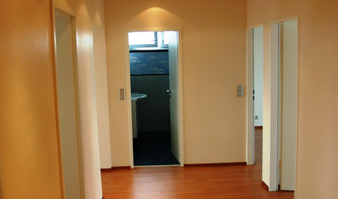 Modern urban living above the rooftops of Zeil: A well-maintained 3-room apartment with a view of the skyline.