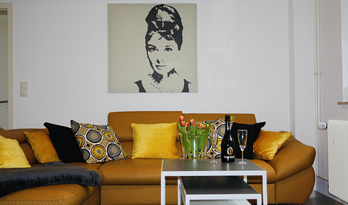 Stylish, furnished basement apartment, 55 square meters, for rent in Mainz-Lerchenberg.