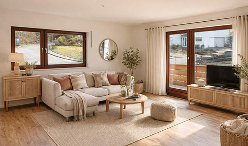 2-room apartment in Marburg-Cappel with a southwest-facing balcony, a parking space in a garage, and a share of the garden.