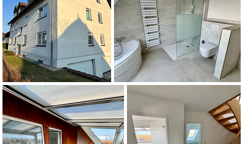 Attractive 102 m² apartment with 3.5 rooms, located near Chemnitz, featuring a sunroom, a bathroom with natural light, and an underground parking space.