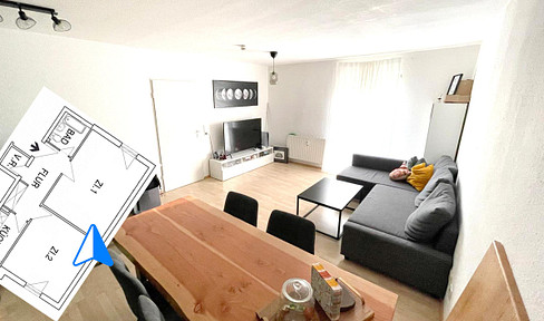 2-room apartment in Bamberg city center, with underground parking, cellar, and elevator.