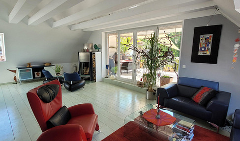 Penthouse apartment with sauna and fireplace, perfect for relaxation.