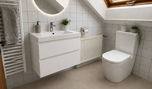 Newly renovated, bright 2-room attic apartment.