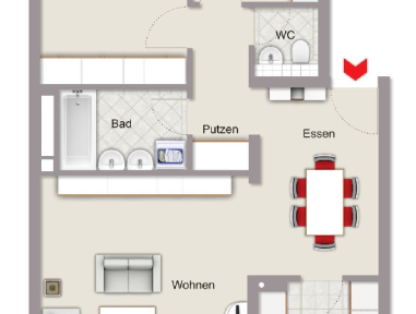 Sonnige 3,5-Zimmer-Wohnung mit Tiefgarage
