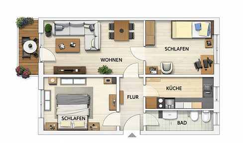 moderne 3-Raum Wohnung mit Balkon