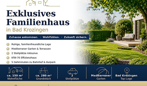 Commission-free: Family home in Bad Krozingen with a Mediterranean garden, 2 parking spaces, and a prime location.