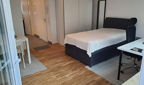 Furnished apartment, terrace, garden, fitted kitchen, cellar, optional garage.