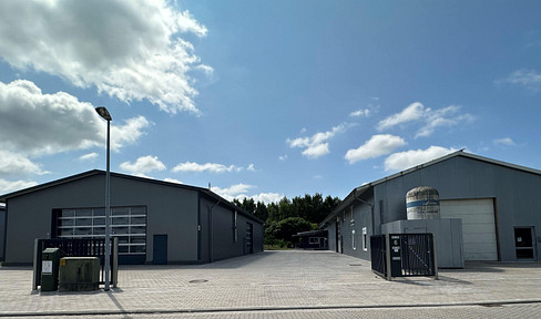 Commercial property: 2 halls, 300 m² and 450 m² respectively. Single-family house: 188 m².