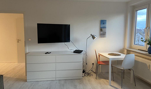 Furnished 2-room apartment in the attic (south-facing balcony/underground parking/elevator).