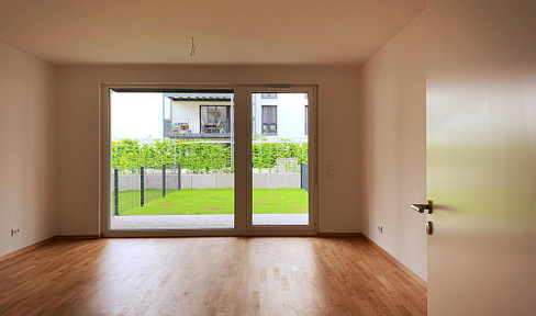 Modern, newly built 1.5-room apartment with garden and fitted kitchen in Luisenhof, Offenbach.