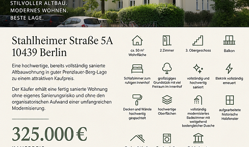 Hochwertig sanierte 2-Zimmer-Altbauwohnung mit Balkon im Prenzlauer Berg