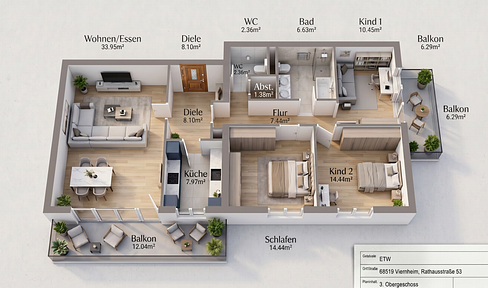 Above the rooftops of Viernheim.