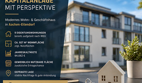 Investment opportunity with potential – Modern multi-family building with 9 apartments and a commercial unit.