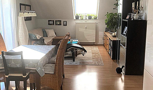 2-room apartment in the attic of a building, located in Neu-Ulm/Burlafingen, available for rent starting July 1st, 2026.
