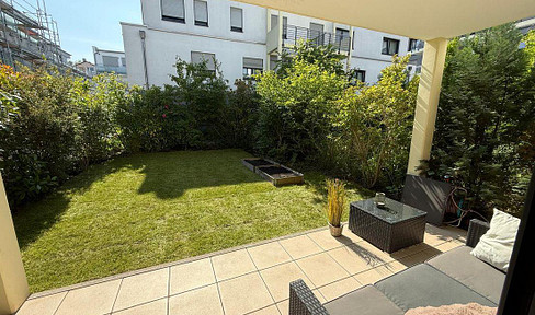 Central 3-room apartment with a garden, located in a high-quality and secure residential complex.