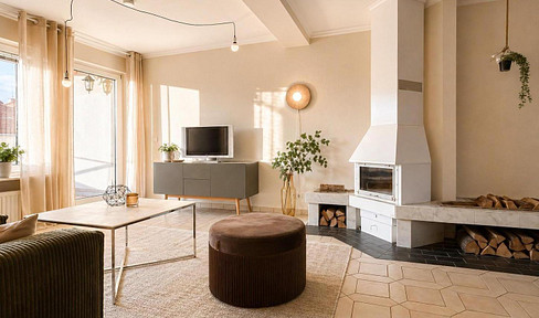 Sunny attic apartment with a large terrace, fireplace, and a quiet, central location.