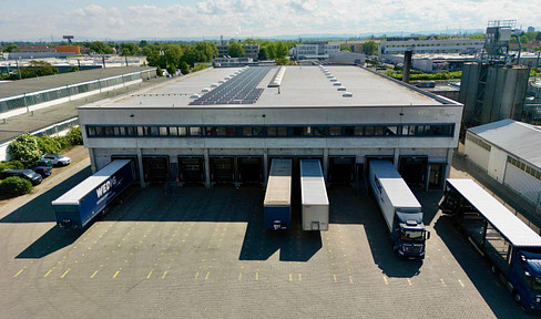 Modern logistics warehouse with excellent A6 motorway access, featuring 15 loading bays and a large open area.