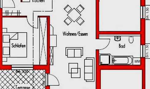2-room apartment with terrace, conveniently located yet quiet.