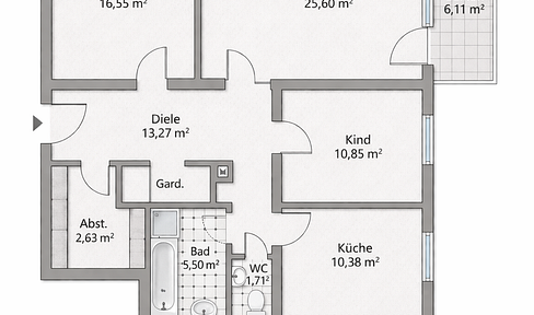 FOR RENT, NO COMMISSION: 3-room apartment in a prime location in 71522 Backnang.
