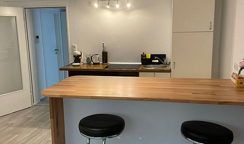 Bright, furnished 2-room apartment in the basement.