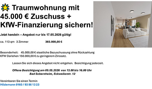 🌟 Traumwohnung mit  45.000 € Zuschuss +  KfW-Finanzierung sichern!