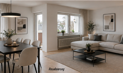 No fees: Renovated 3.5-room apartment with balcony, garden access, and garage.