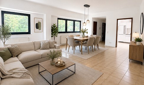Bright and spacious 3-room apartment with a fitted kitchen.