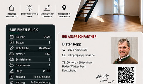 Exclusive two-story apartment – modern, open-plan design in Horb - Bildechingen.