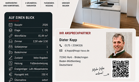Accessible apartment on the upper floor, with 2 flexible layout options – possible configurations include 2.5 or 3.5 rooms.