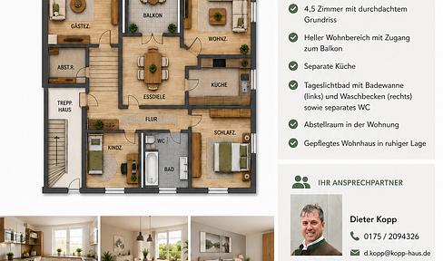Spacious 4.5-room apartment on the top floor.