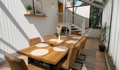 Detached house with a large garden.